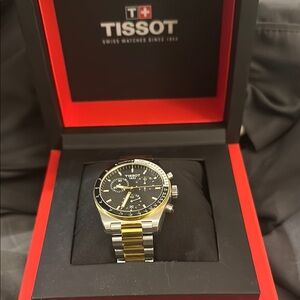 Tissot Black and Gold Chronograph Watch